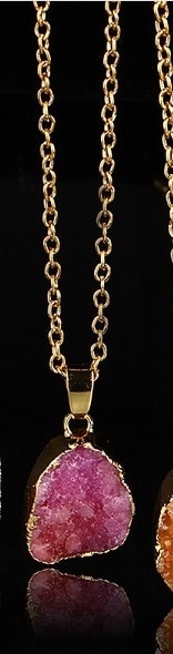 Ladies Round Irregular Water Droplets Natural Stone Rough Stone Pendant Necklace