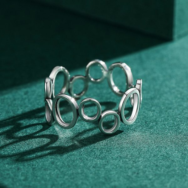 S925 Silver Advanced Special-interest Design Circle Simple Bracelet Ring For Women
