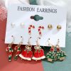 Christmas Snowman Cane Stud Earrings Combination Set
