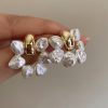 Irregular Pearl Circle Design Gold-plated Earrings For Women