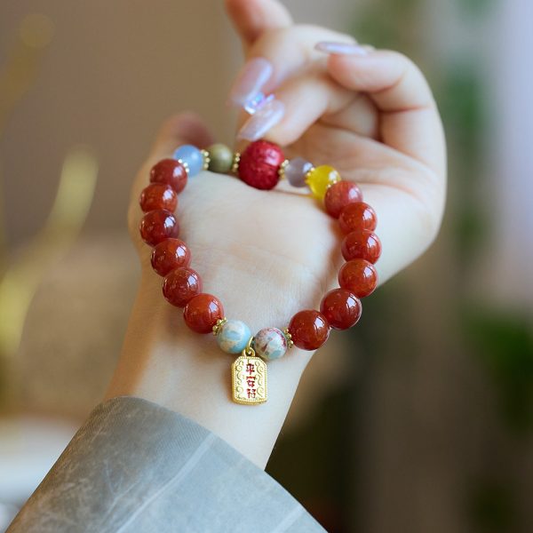 Natural Dragon Pattern Agate Bracelet Nine Purple Fire Dragon Year Zodiac
