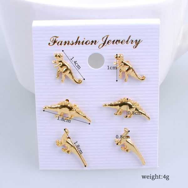 Small Animal Dinosaur Three Pairs Of Earrings And Earrings Set