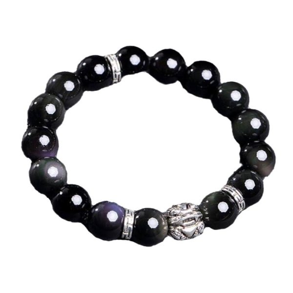 Silver 999 Natural Obsidian To Cloud Year Of Bracelet