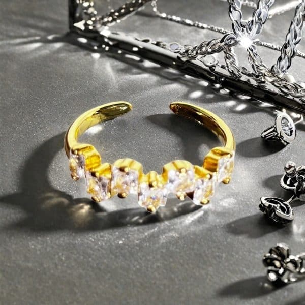 Fashion Color Open-end Zircon Ring Women