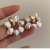 Irregular Pearl Circle Design Gold-plated Earrings For Women