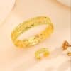 2pcs Vintage Gold Plated Bracelet, Open Bracelet Ring Jewelry, Women's Festival Wedding Jewelry Set