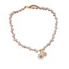 Real Gold Electroplated Zircon Pearl Round Pendant Necklace Light Luxury Clavicle Chain
