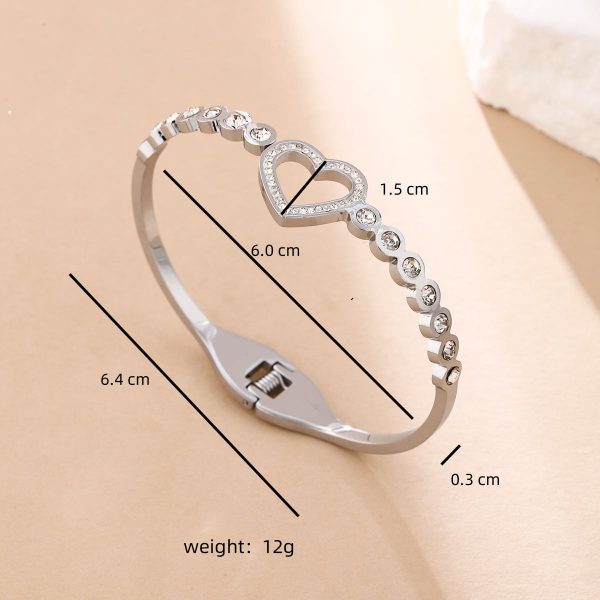 Titanium Steel Heart Love Heart Multi-Diamond Bracelet