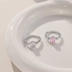 Oval Big Diamond Design French Elegant Elegant Round Ring