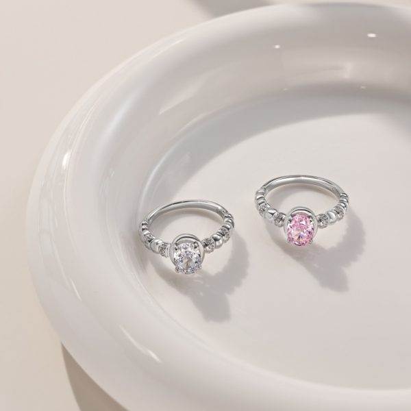 Oval Big Diamond Design French Elegant Elegant Round Ring