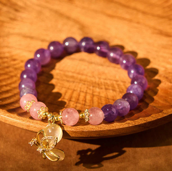 Natural Amethyst Bracelet Grape Beaded Bracelet