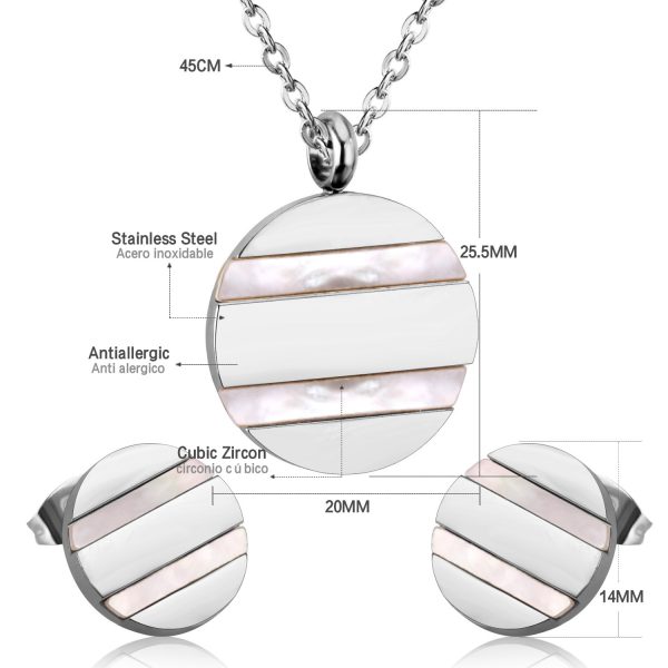 Necklace Earrings Set Ladies Stainless Steel Set