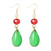 Brass Emerald Earrings Same Drop