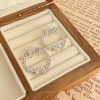 French Style Temperament Bowknot Zircon Stud Earrings Geometric Hollow Circle
