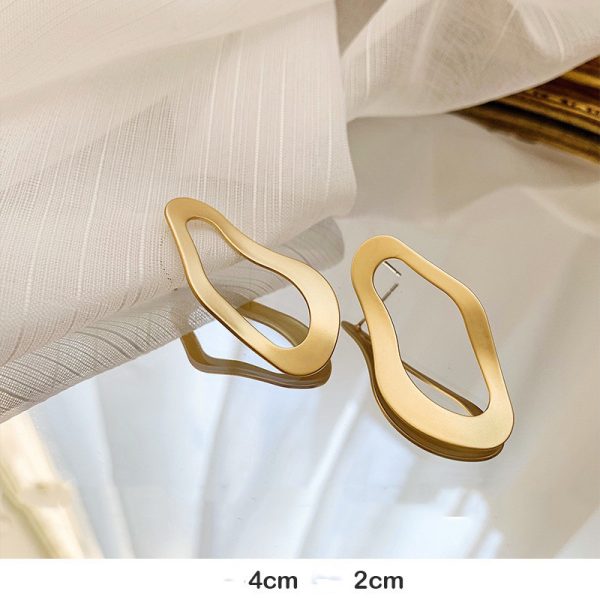 Silver Post Metal Design Sense Earrings Irregular Circle