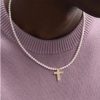 Men's Hip-hop Retro Black Agate Lock Pearl Necklace
