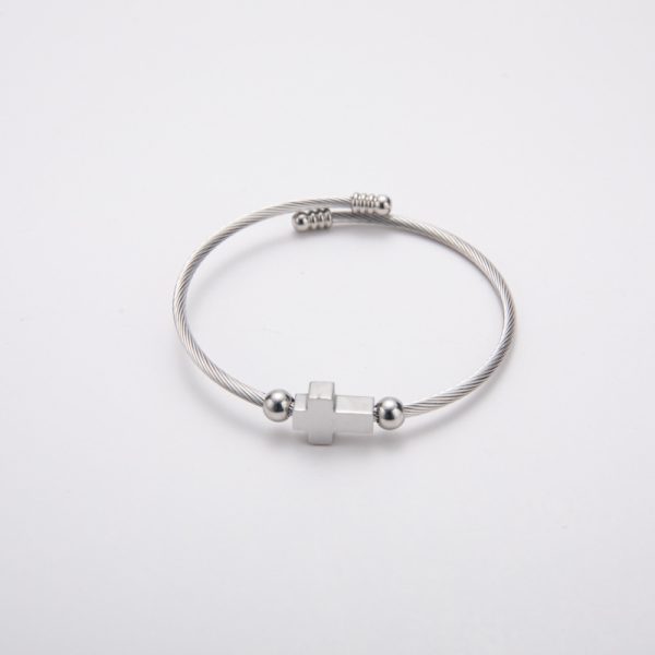 Titanium Steel Retro With Opening Adjustable Cross Bracelet