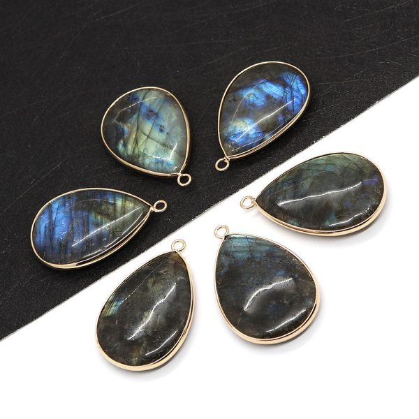 Natural Stone Black Sparkling Stone Pendant 26x40mm