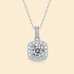925 Silver Moissanite Cube Sugar Necklace