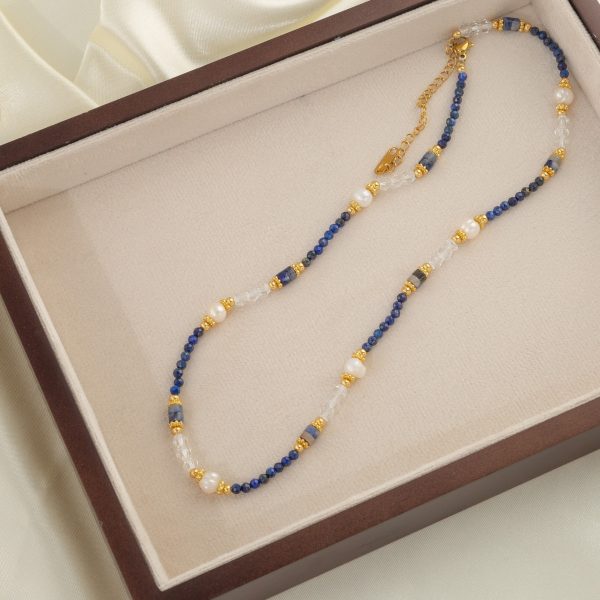New Chinese Retro Natural Stone Pearl Crystal Necklace For Women