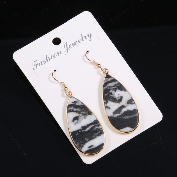 Natural Stone Semi-precious Stone Flat Drop-shaped Semi-precious Stone Eardrops 22x45mm