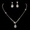 Brilliant Full Diamond Zircon Water Drop Necklace Eardrop Jewelry Set