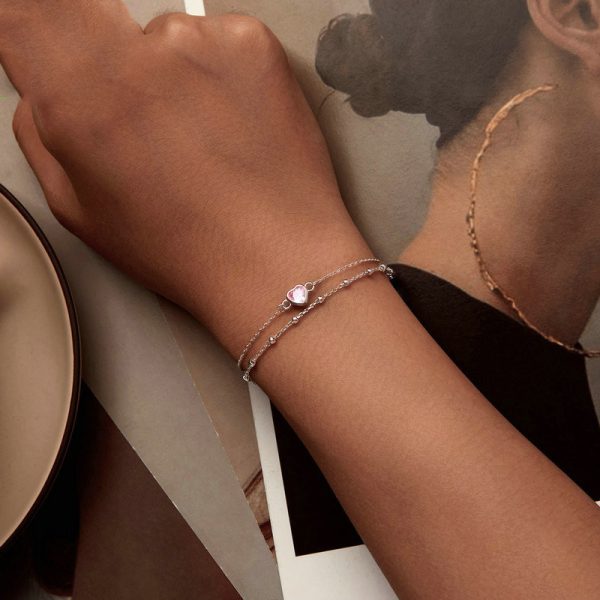 Sweet Girlish 925 Sterling Silver Exquisite Heart-shaped Bracelet