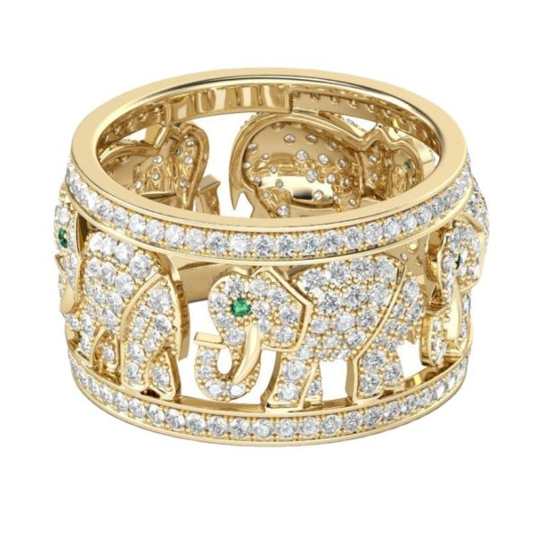 Full Diamond Elephant Ring Creative European And American Popular Ornament
