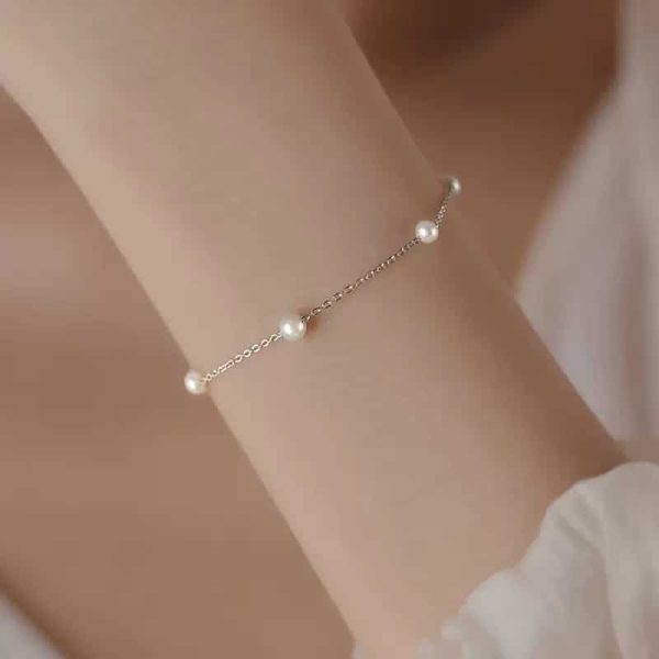 S925 Sterling Silver Pearl Bracelet Elegant Style