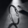 Leather Bracelet Vintage Leather European And American Stainless Steel