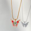 Ins Colorful Oil Necklace Butterfly Girlfriends Clavicle Chain