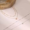 Double-layer Six-pointed Star Rhinestone Pearl Stainless Steel Necklace 18K Gold Plating Ins Design Sense