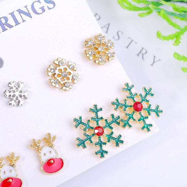 Christmas 6 Pairs Of Christmas Earrings Set Combination