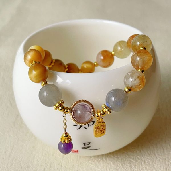 Golden Tigerite Yellow Tower Crystal Design Bracelet For Women
