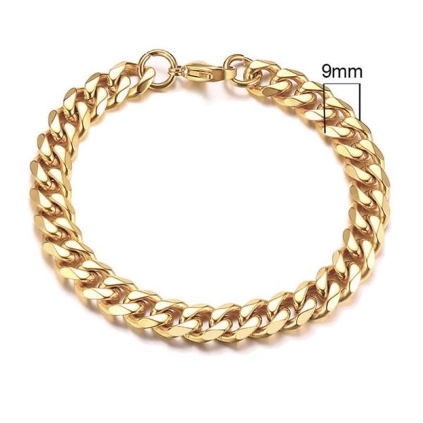Gold Cuban Link Chain Six-sided Bracelet