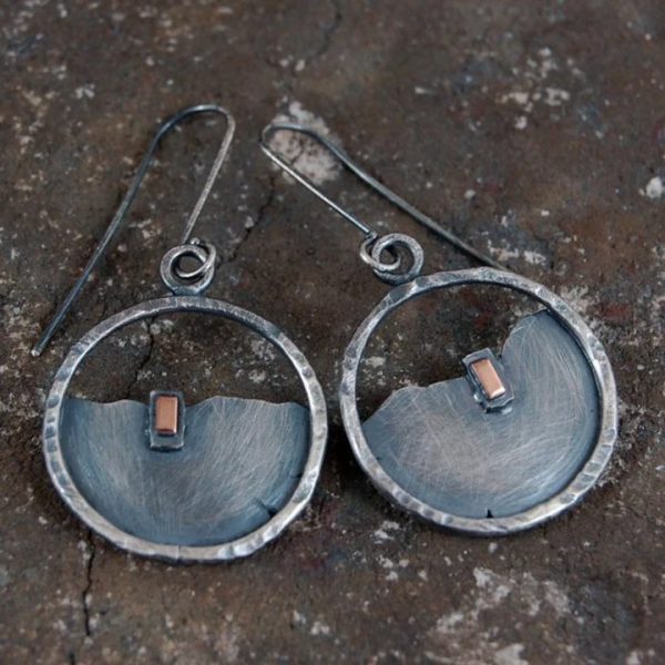 Mid-ancient Hollow Circle Metal Drop Earrings Inlaid Earrings