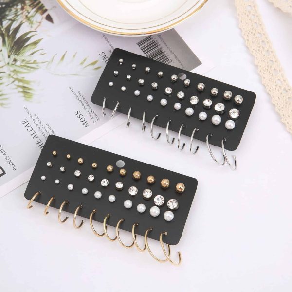 European And American New Pearl Zircon Earings Set Creative Retro Simple Elegant Earrings