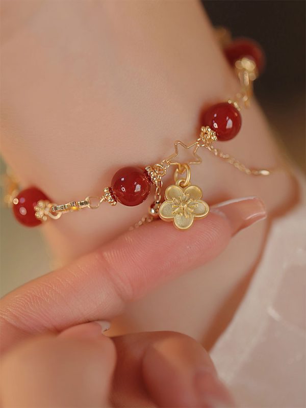 Ethnic Fashion Exquisite Natural Red Agate Double Layer Bracelet