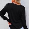Sky Blue Shirred Shoulder Frilled Cuffs Long Sleeve Top