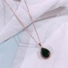 Water Drop Rose Gold Rhinestone Elegant Pink Color Necklace