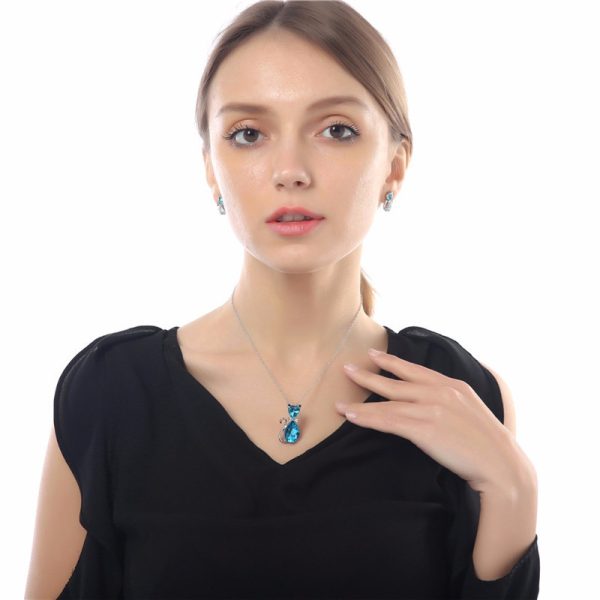 Jewelry Set Austrian Crystal Cute Bow Kitten