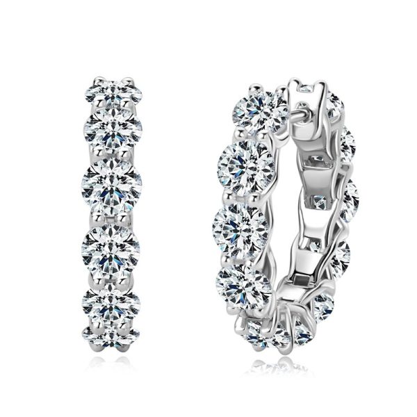 Full Diamond Moissanite Light Luxury Earrings Sterling Silver Fashion Luxury High Sense Ear Ring