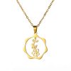 Stainless Steel Gold Snow Hualien Universe Flower-de-Luce December Flower Pendant Necklace