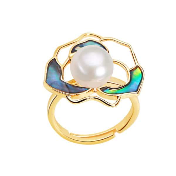 Pearl Camellia Ring Women's Light Luxury Design