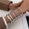 Ethnic Style Alloy Retro Wide Gold Glossy Wristband Bracelet 10 PCs Set