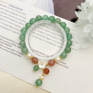 New Green Strawberry Quartz Handmade Beaded Bracelet