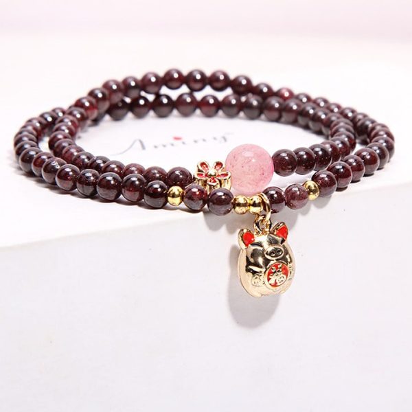 Red Rock Double Ring Money Bag Pendant Bracelet