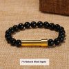 Natural Stone Titanium Steel Gold Round Tube Bracelet