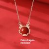 Women's Zodiac Dragon Necklace Red Rope Bracelet