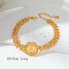 Simulation Gold Hollow Flowers Leaves Watch Chain